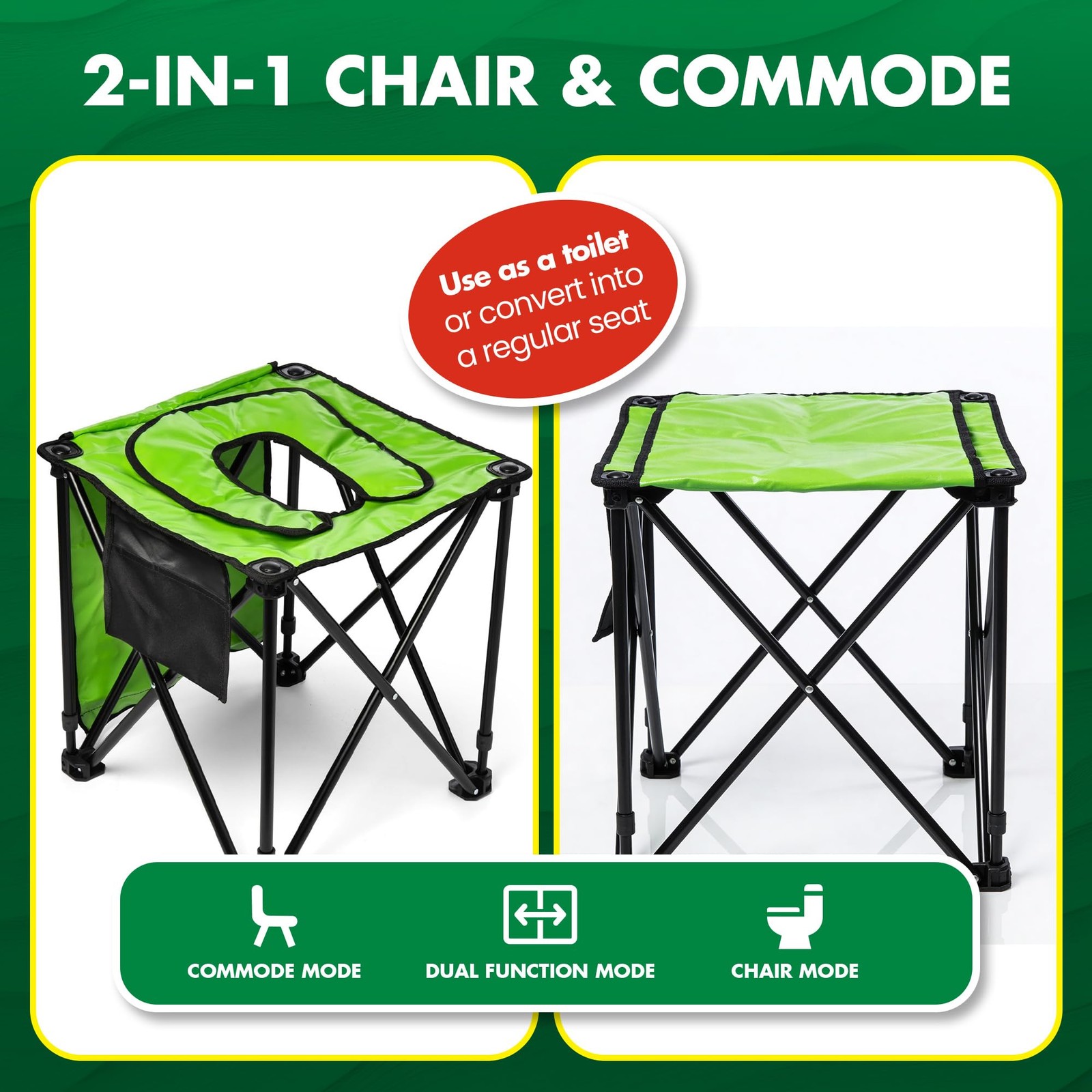 Foldable Commode Chair – Portable Toilet with 2-in-1 Commode & Seat – Lightwe…