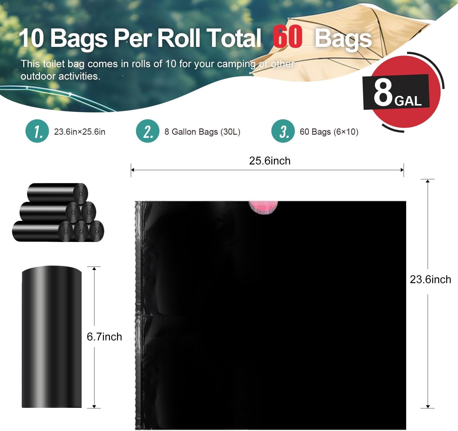 Ann Katy Portable Toilet Bags, Leak-Proof Waste Bags for Outdoor, Hiking