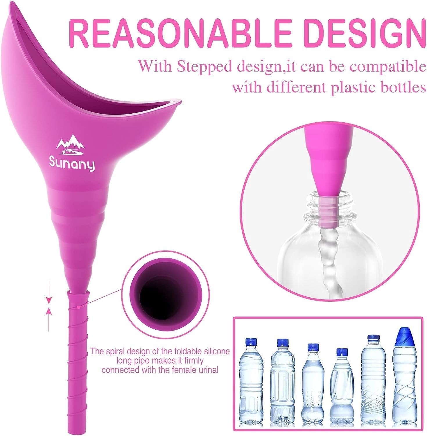 Compact Silicone Pee Funnel for Women – Perfect for Outdoor Travel (3 Piece Set)