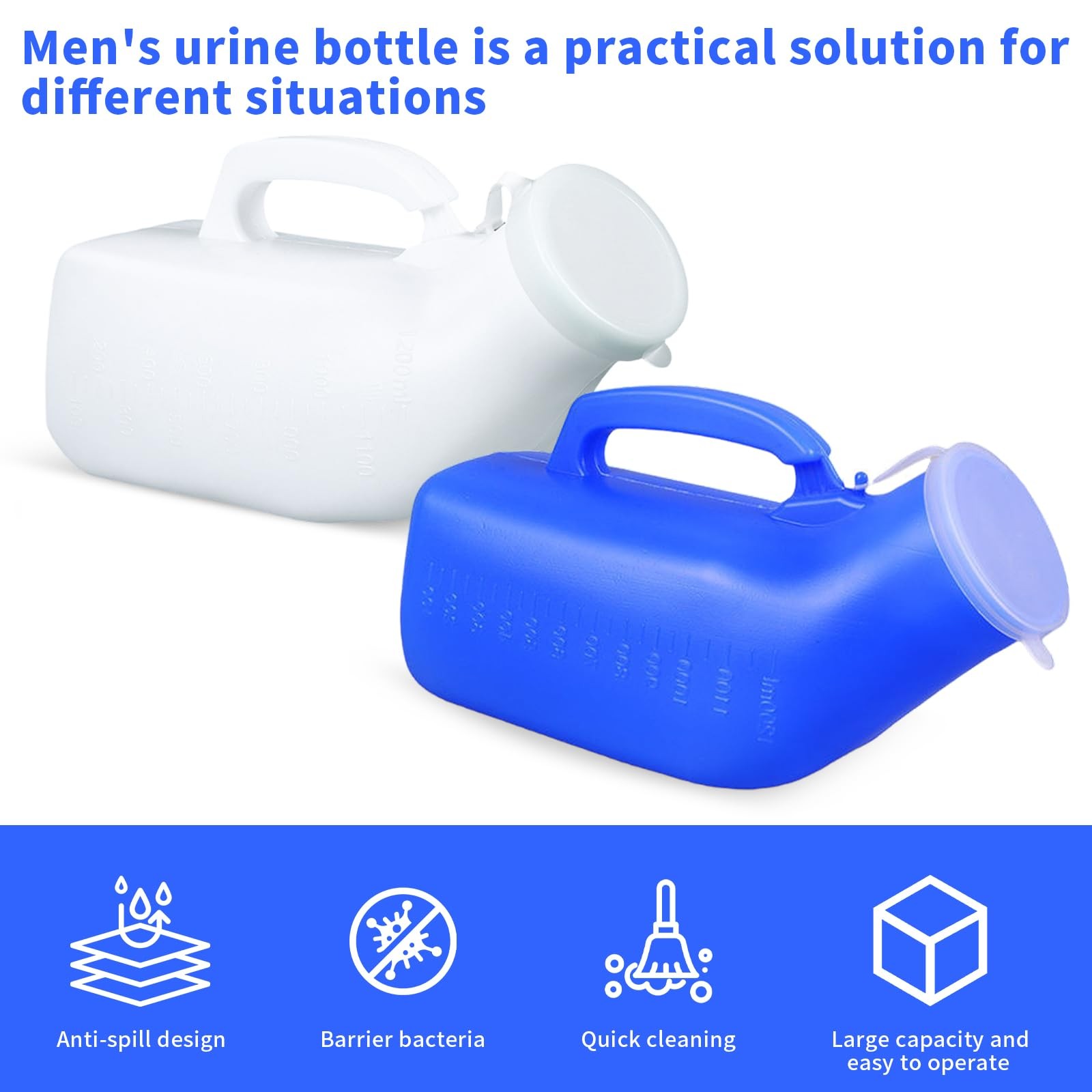 Urine Bottles for Men, 2 Pack 1200ML Portable Urine Bottle Pee Bottle for…