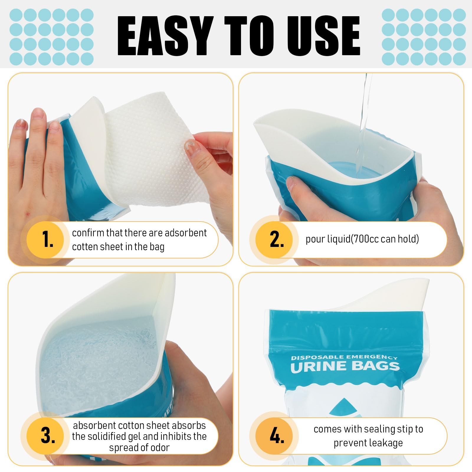 Nuogo 100 Pcs Disposable Urine Bag 800cc Portable Emergency Pee Bags for Men …