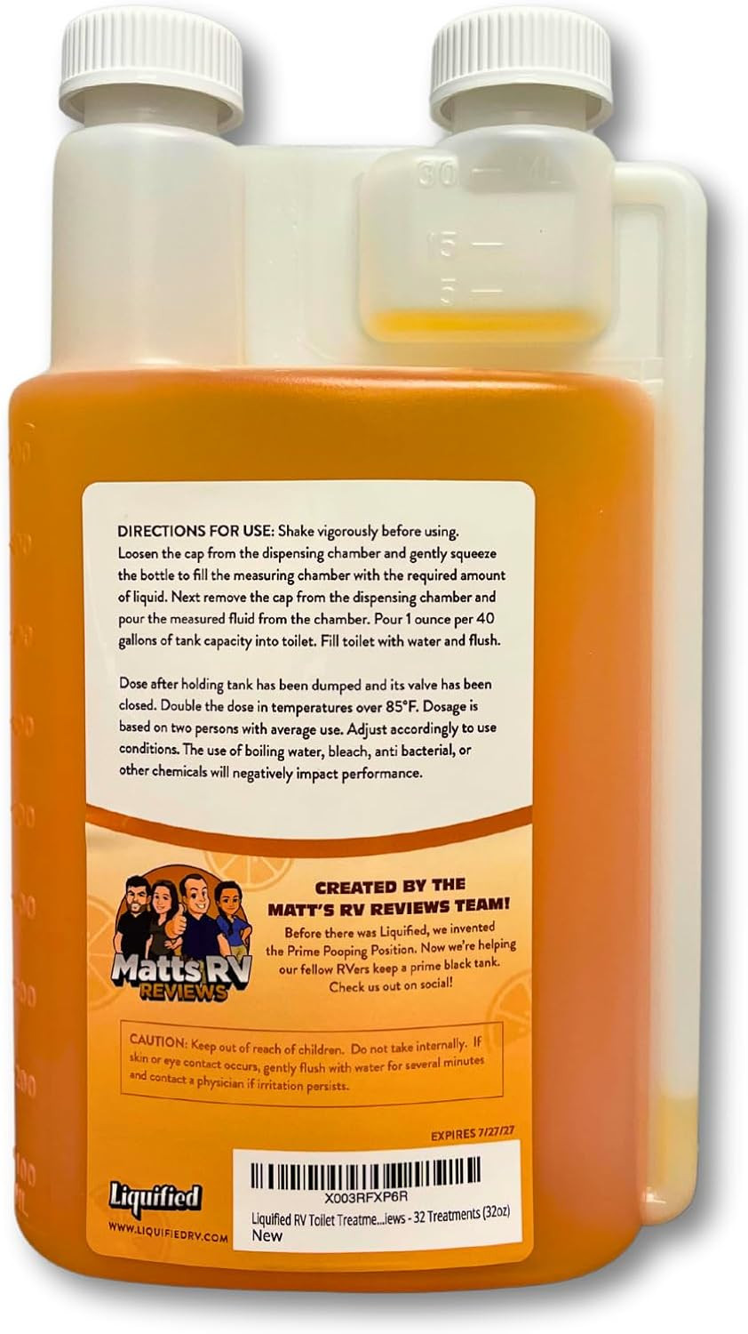 Liquified RV Toilet Treatment Black Holding Tank Digester Orange, 32 Oz
