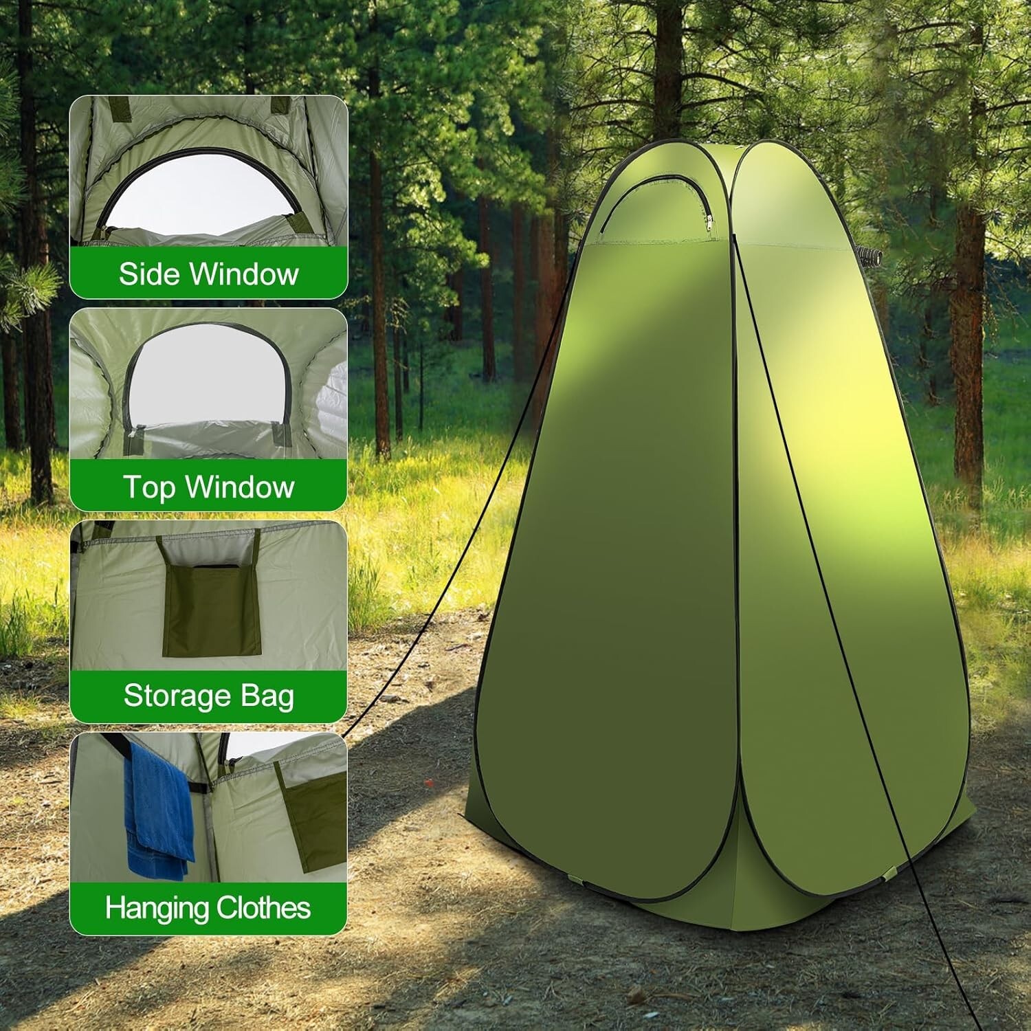 Portable Toilet Kit for Adults Pop Up Privacy Tent Changing Room Outdoor Camping