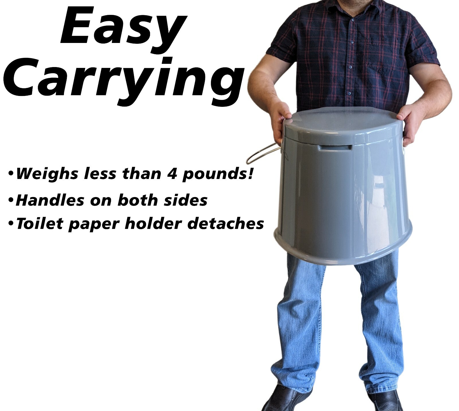 Portable Travel Toilet with Toilet Paper Holder and Removable Waste Bucket
