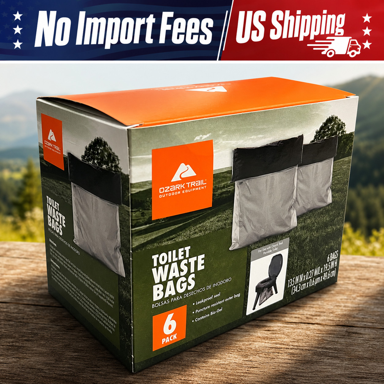 Ozark Trail Portable Toilet Waste Bags 6 Count Camping RV Emergency Sanitation