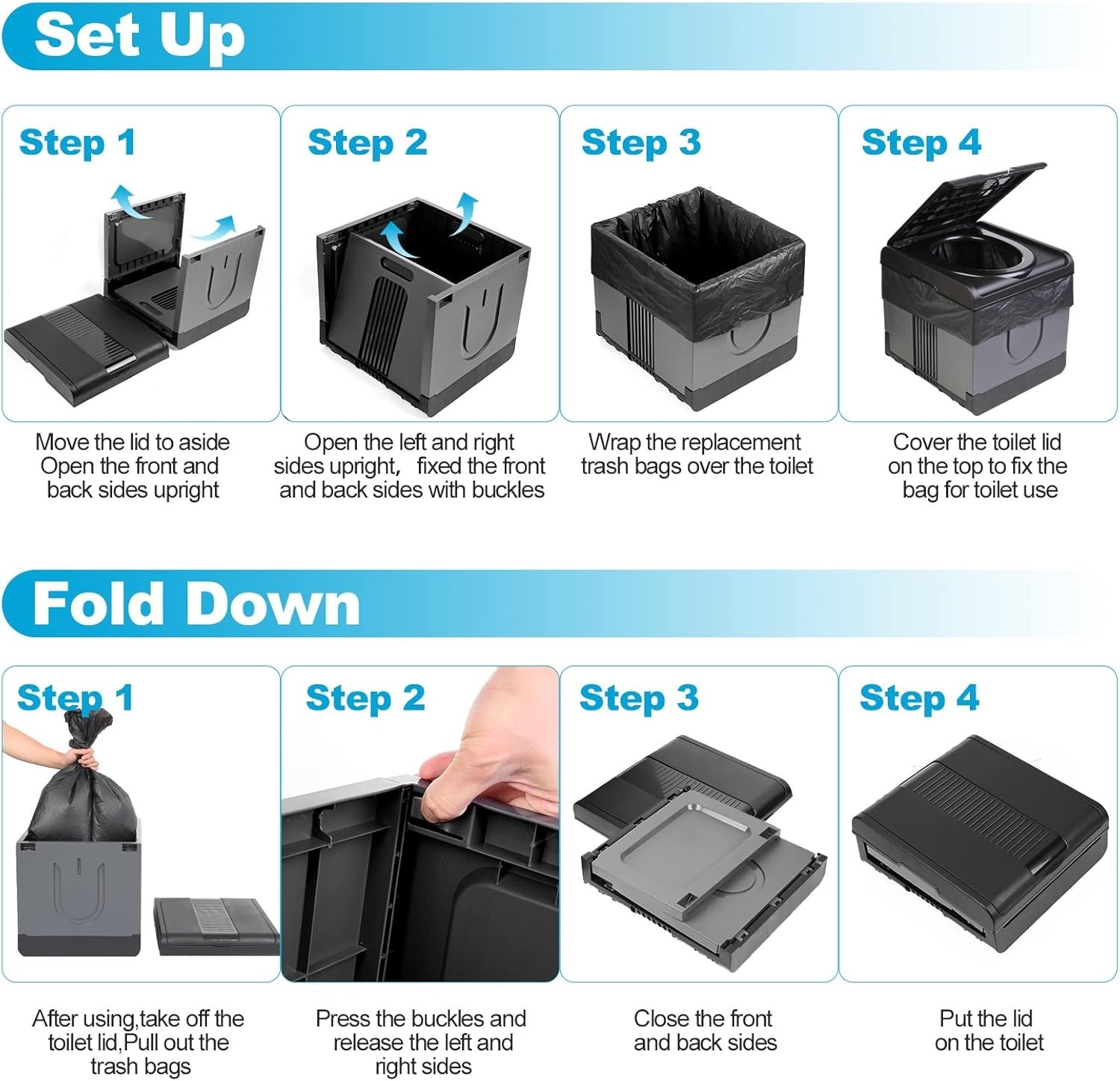 Portable Toilet Camping Toilets for Car Indoor Outdoor Commode Foldable Travel P