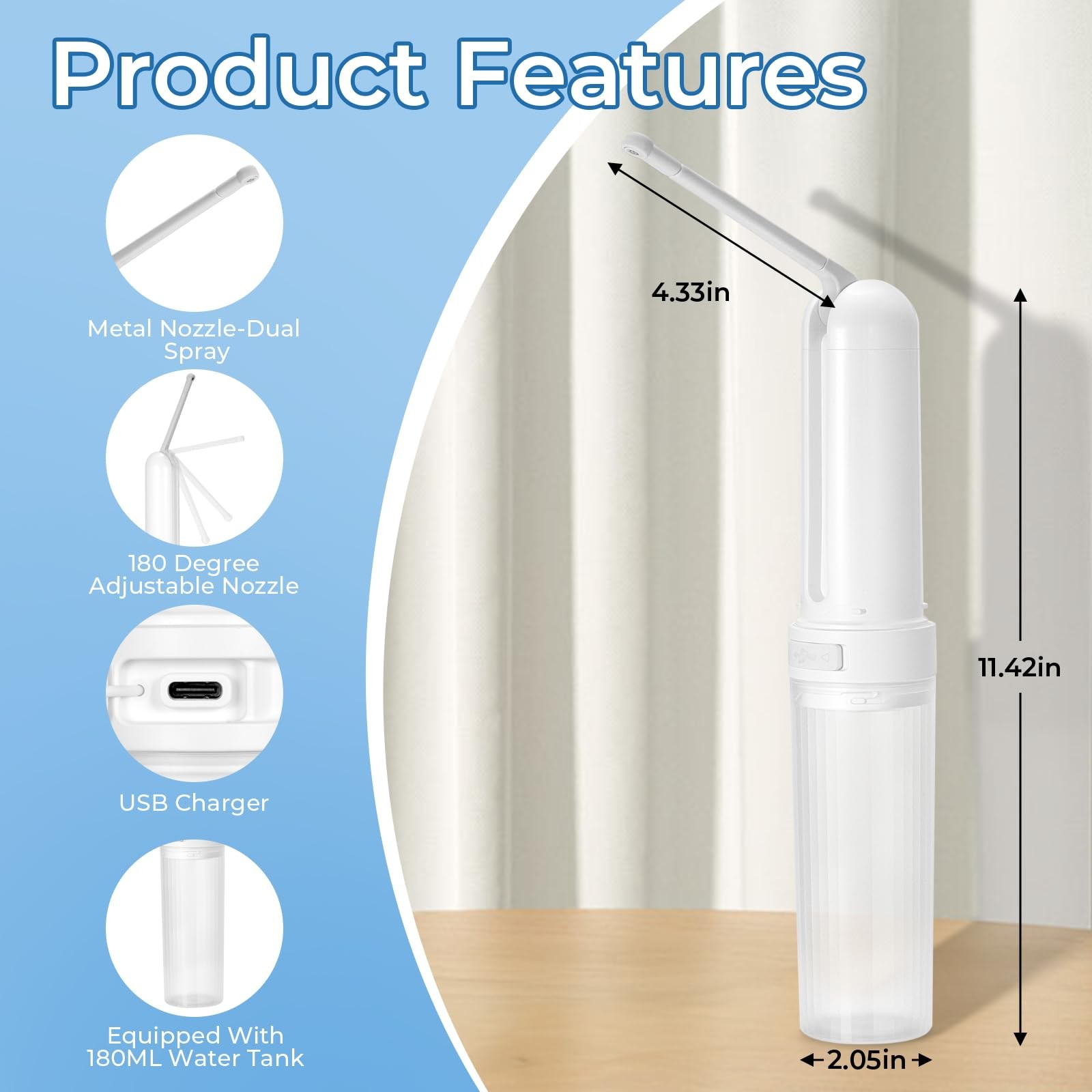 Bidet Portatil Electrico Recargable USB C Con 3 Opciones De Presion Pro