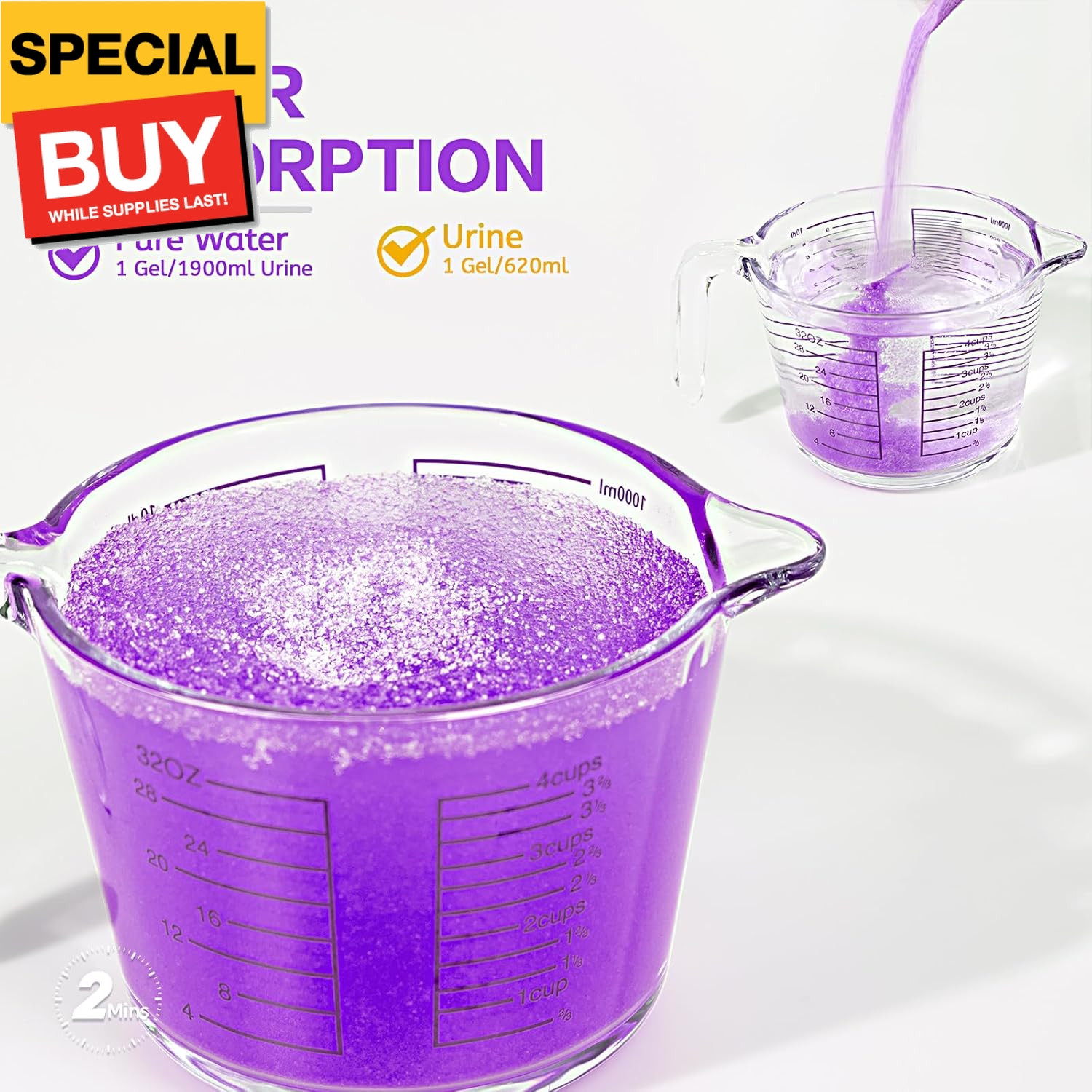 Urine Super Absorbent, Solidifier – 180 Use Pre Pee Powder for Toilet, Porta Pot