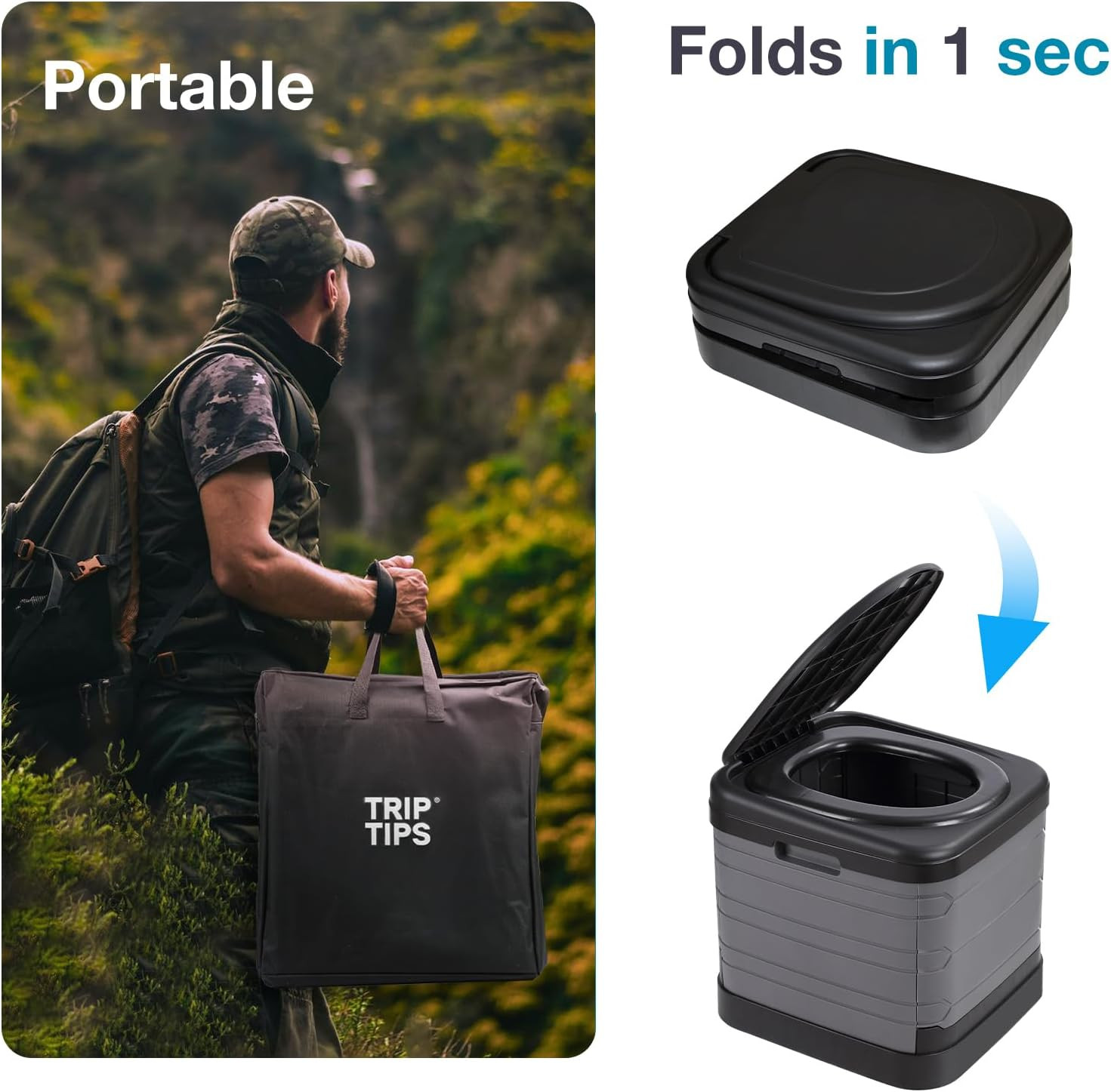 Updated Portable Potty for Camping Extra Large Folding Travel Toilet Camping Toi
