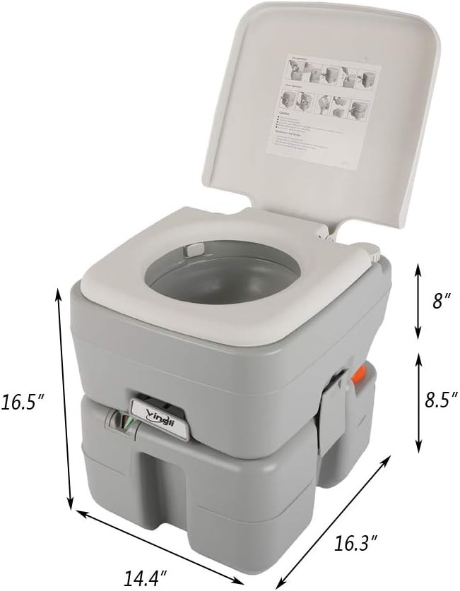 Portable 5.3 Gallon Camping Toilet w/Carrying Bag,Large Capacity Tank