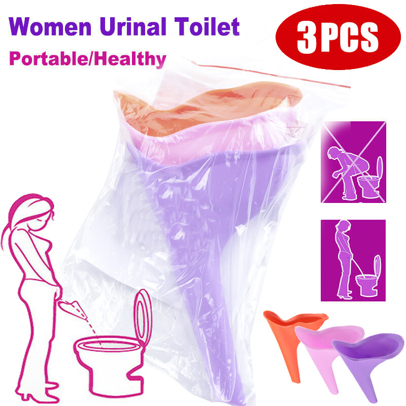 3PCS Female Urinal Reusable Silicone Pee Funnel Allows Women to Pee Standing Up