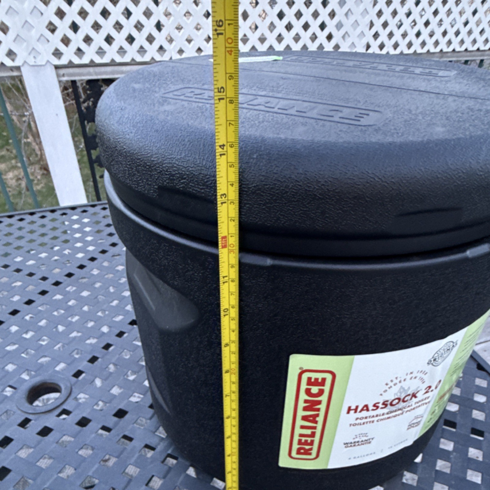 Reliance Hassock 2.0 Portable Chemical Toilet, 4 Gallon Black Camping Outdoor