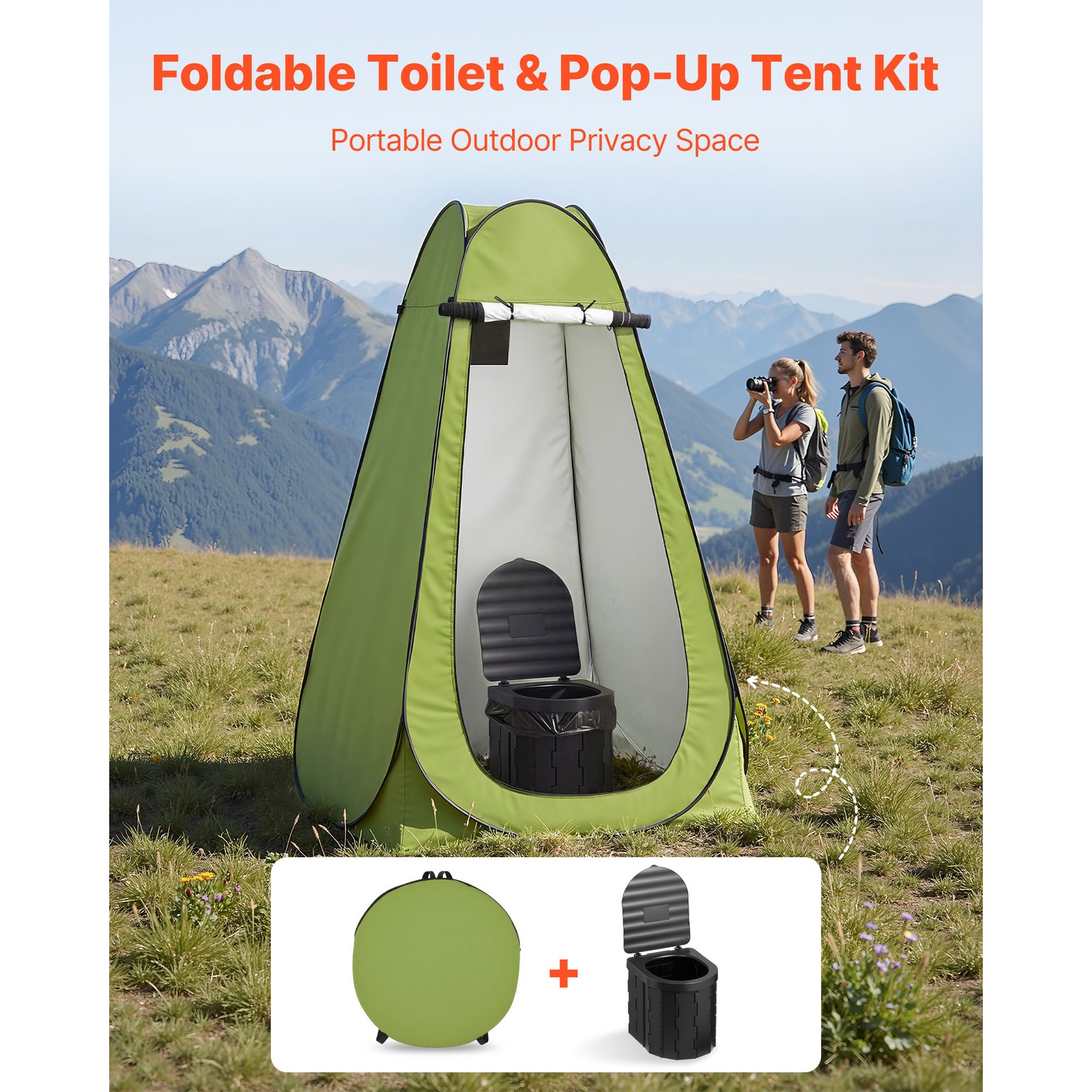 Uimoso Portable Folding Outdoor Camping Toilet Tent for Travel, Supports 330 lbs