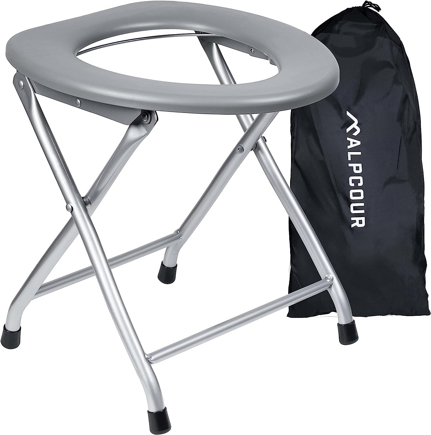 Portable Folding Toilet Seat Potty Chair w/ Carry Bag for Camping Trip RV Travel