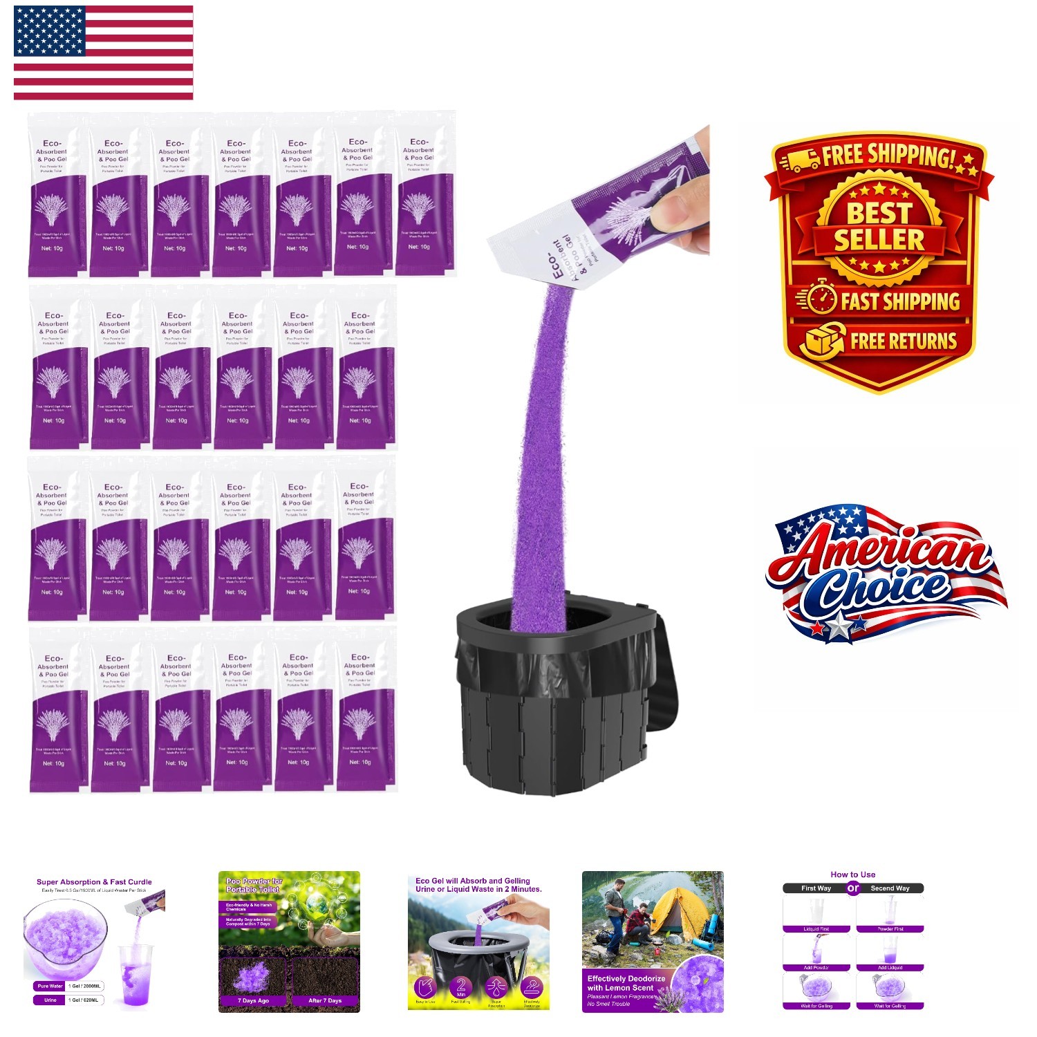 Eco-Friendly Poo Gel for Camping and Emergency Use – 10g per Pack, 25 Total