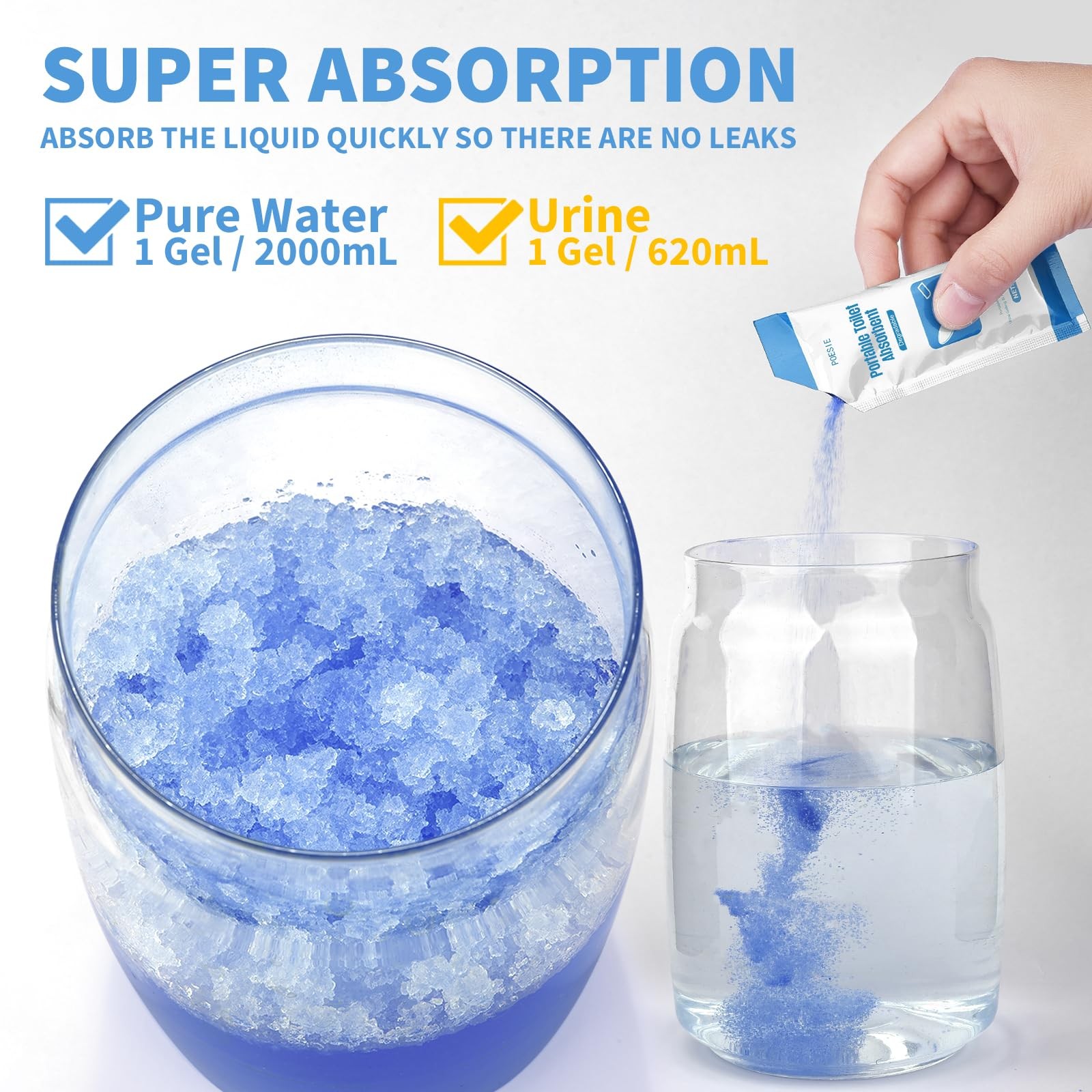 50 Packets Poo Urine Powder for Portable Toilet Absorbent Gel for Outdoor Rec…