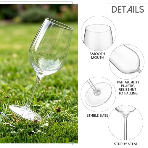 Set of Unbreakable Acrylic Wine Glasses with Stem Plastic Wine Glasses 19 oz 6