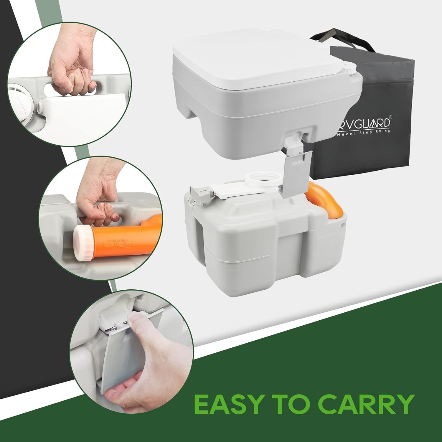 Portable Toilet, Camping Portable Toilet for Adults, 5.3 Gallon Waste Tank