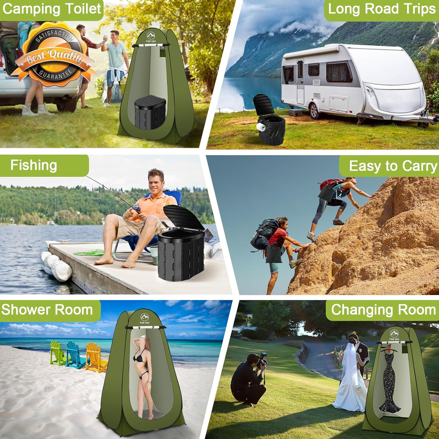 Portable Toilet Kit, Camping Toilet with Pop-Up Privacy Tent and Poo Gel Toilet