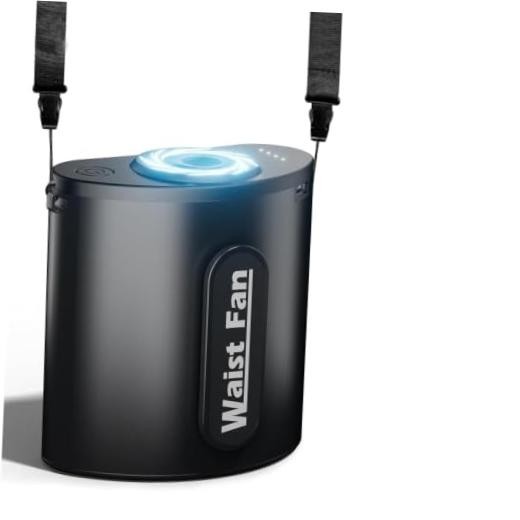 Portable Waist Fan 10000mAh, Up to 45H Runtime,18000RPM Strong Air, Black
