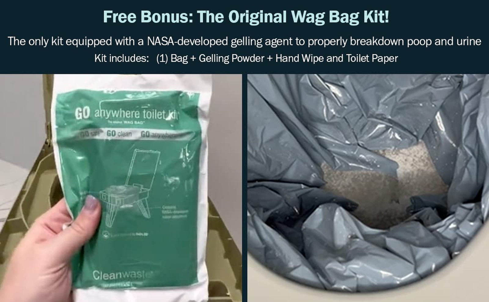 Cleanwaste GO Anywhere Portable Folding Toilet – Plus Bonus Original Wag Bag …