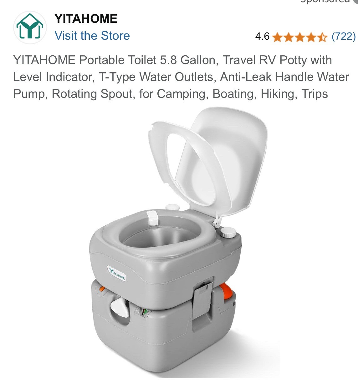 YITA HOME PORTABLE TOILET 5.8 Gallon Travel RV