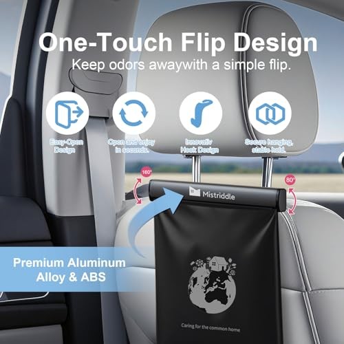 Headrest Hanging Car Trash Bag Holder – Aluminum Alloy with 25 Disposable
