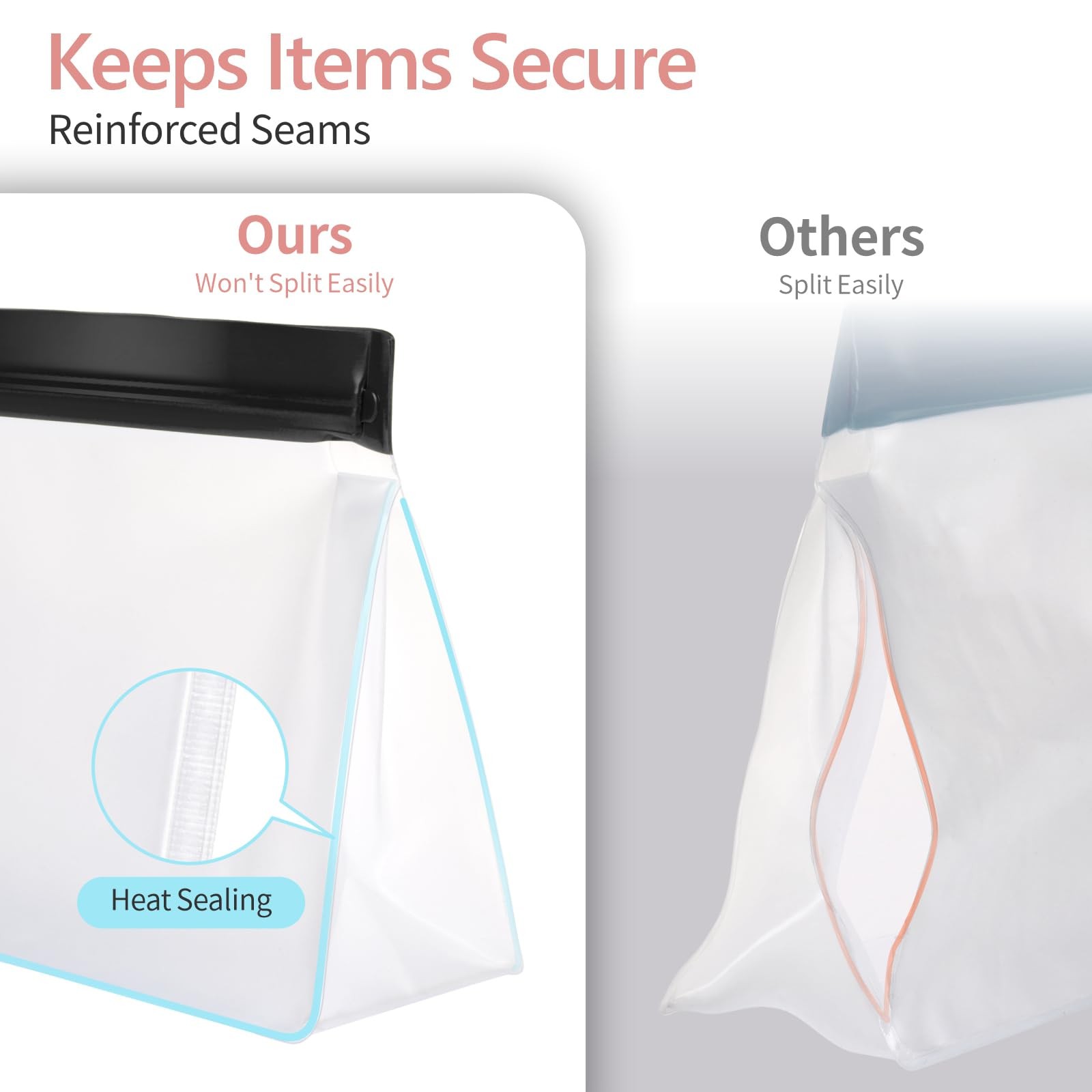 PACKISM Leakpoof Clear Toiletry Bags for Traveling – Sealed TSA 0-2L 2M-Black