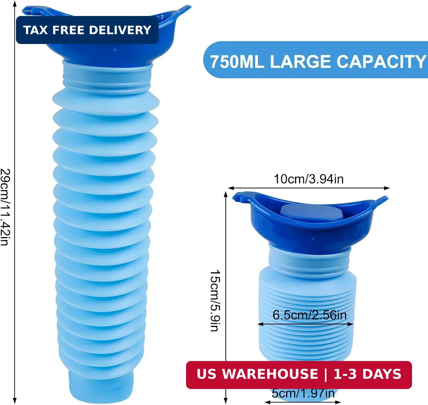Pee Bottles for Men, Portable Urinal for Men, Collapsible Urine Bottle 750ML, Ca