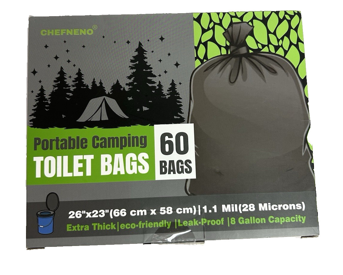 60 Bags For Camping Portable Toilet 8 Gal Capacity Liners LEAK PROOF By Chefneno