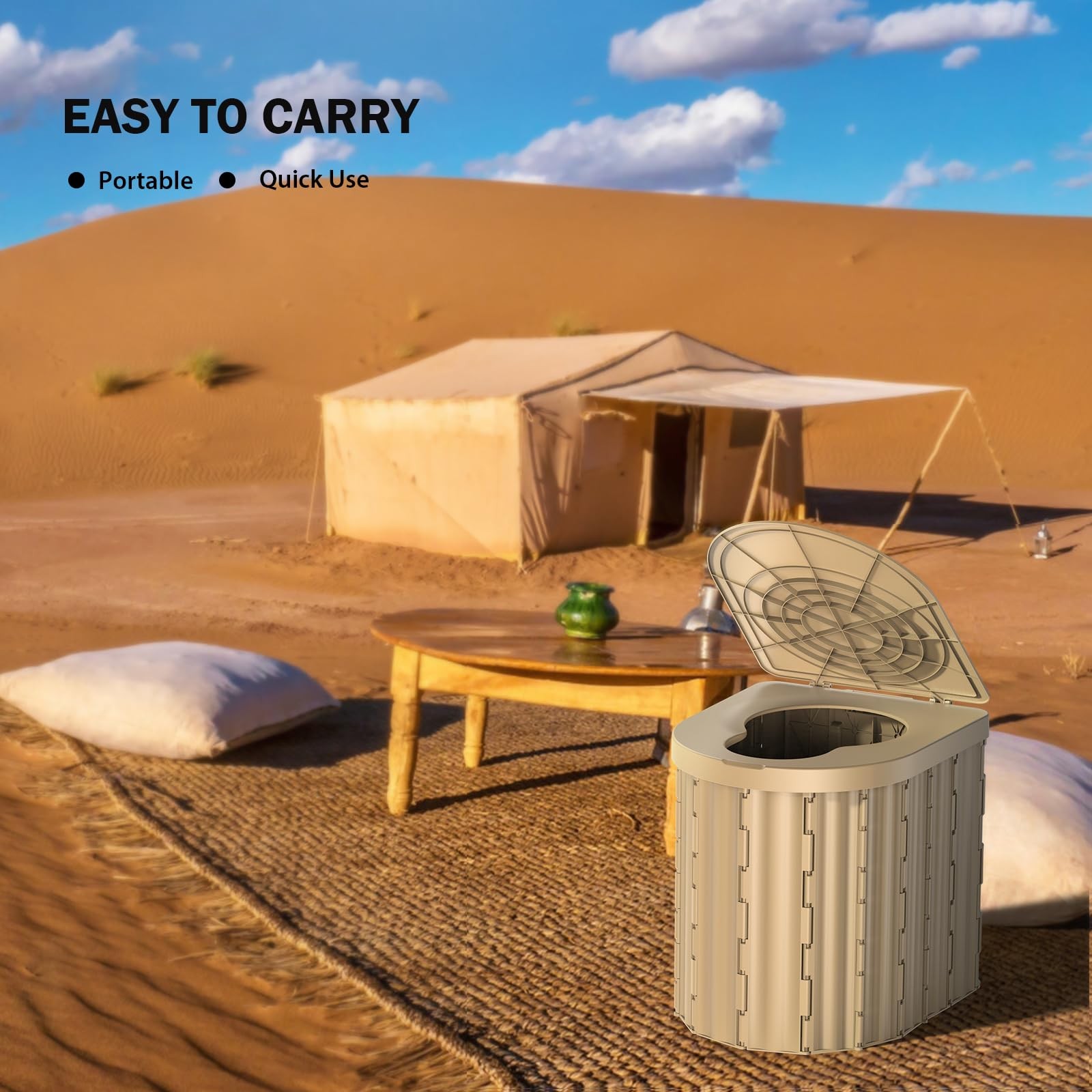Portable Toilet, Upgraded 15” toilet With Removable Paper Holder, Camping To…