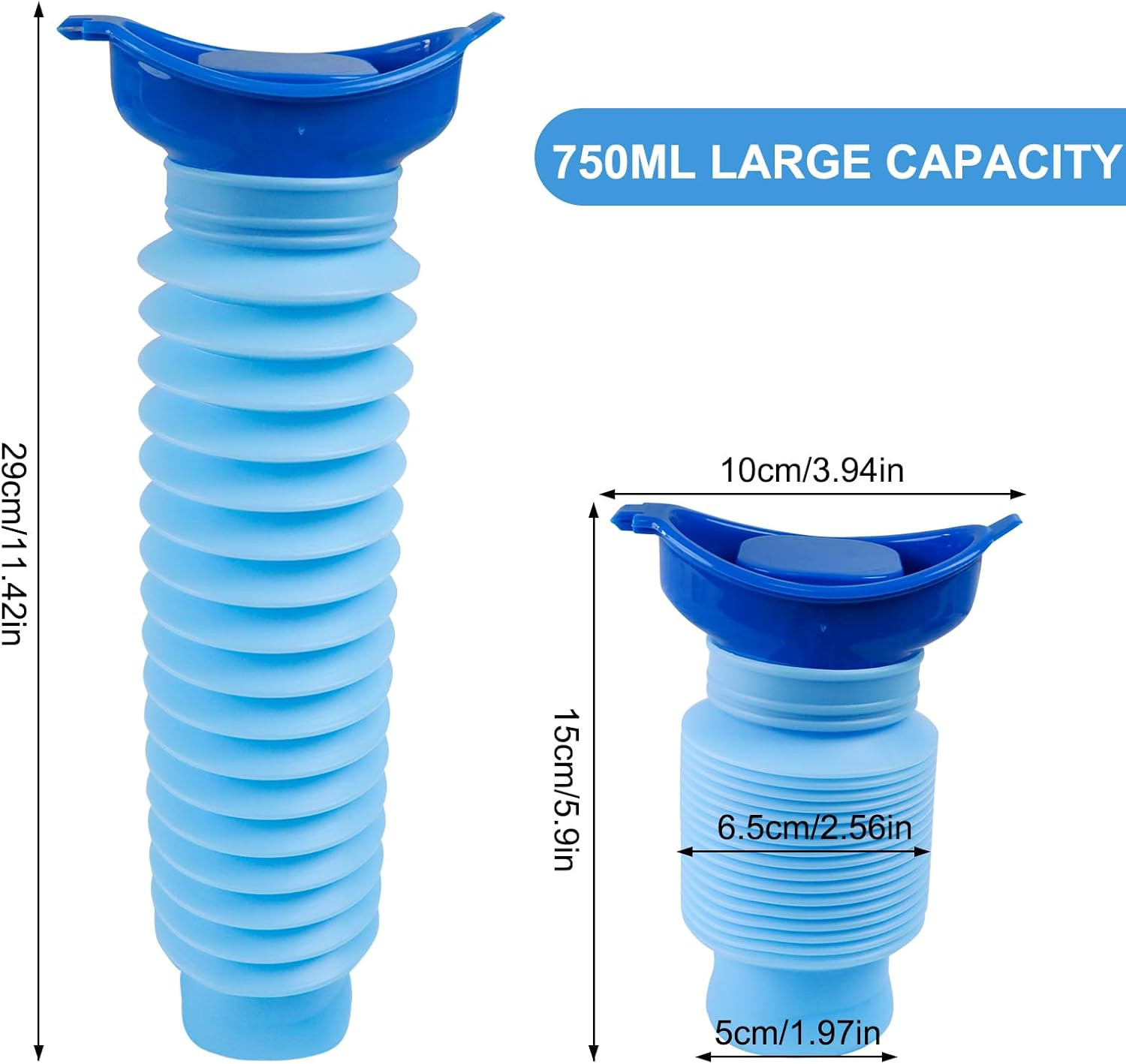 Pee Bottles for Men, Collapsible Urine Bottle 750ML, Portable Urinal for Women,