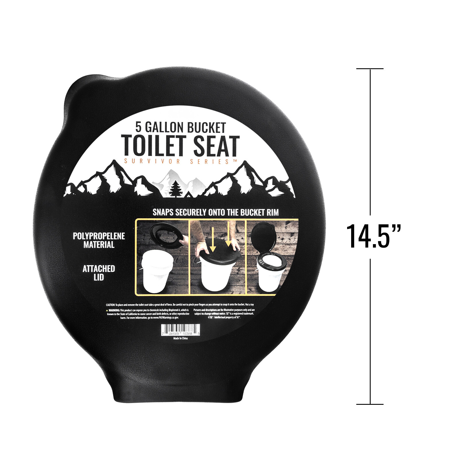 ASR Outdoor Portable Toilet Seat with Lid Compatible with 5 Gallon Bucket, Blk