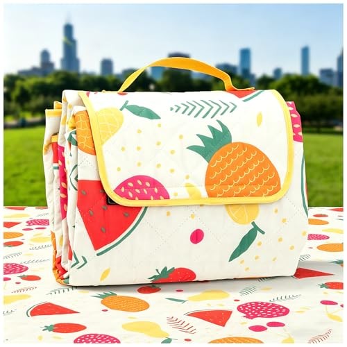 Waterproof Sand Proof Picnic Blanket 79″x59″, 3 Layer Large Foldable Camping