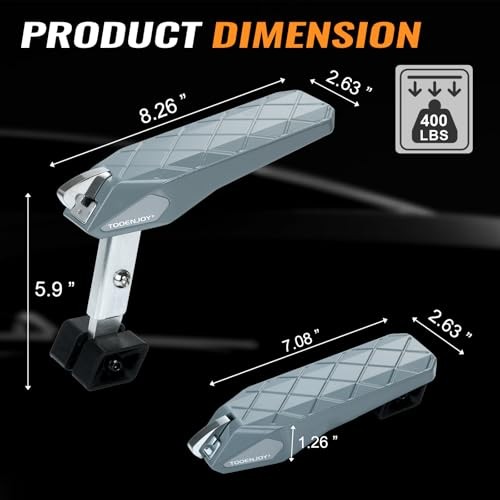 Folding Car Door Step Vehicle Pedal Ladder for Roof Access, Light Grey