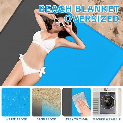 Beach Mat Picnic Blanket Outdoor, Beach Blanket Sandproof for 1-4 Adults,