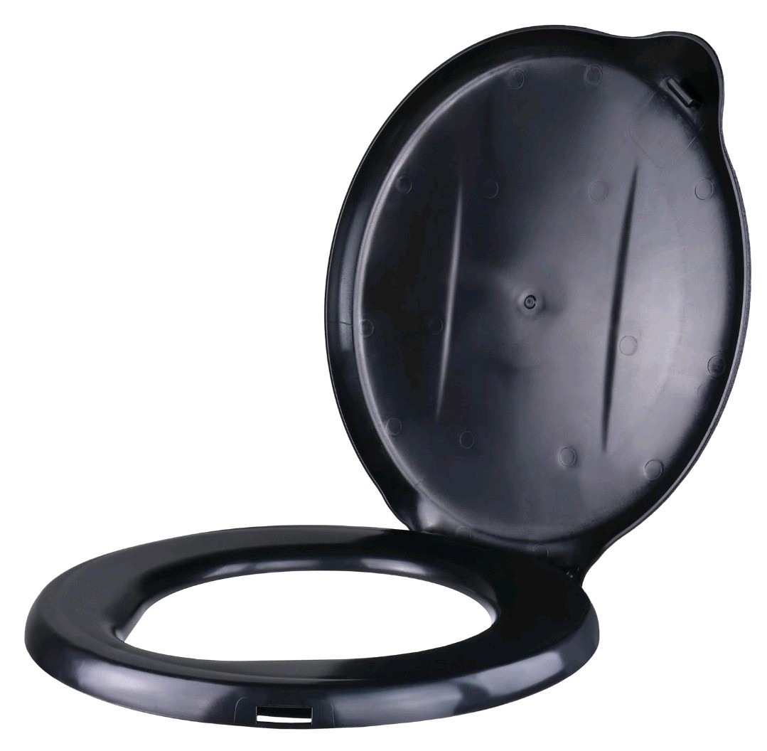 Ozark Trail Portable Outdoor Snap on Toilet Seat Cover with Folding Lid, Black