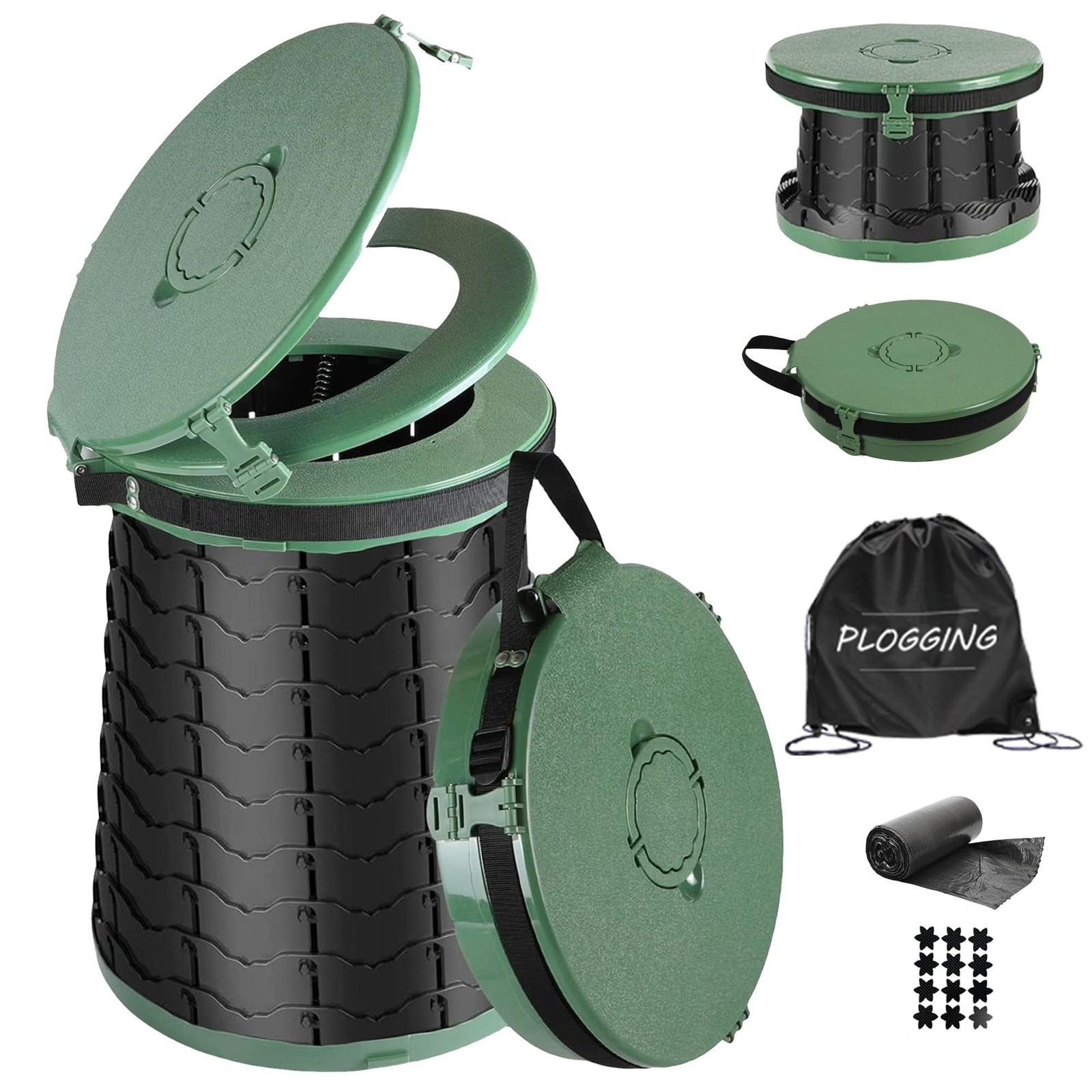 XXL Portable Toilet -19.7″H 15″ D Adjustable Foldable Camping Toilet, Luggabl…