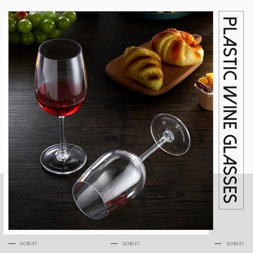Set of Unbreakable Acrylic Wine Glasses with Stem Plastic Wine Glasses 19 oz 6