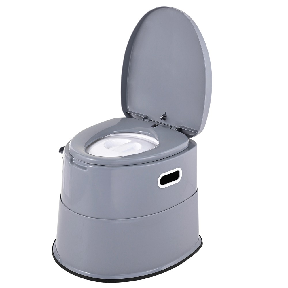 Portable Toilet for Camping Travel，5L Detachable Bucket w/Phone & Paper Holder
