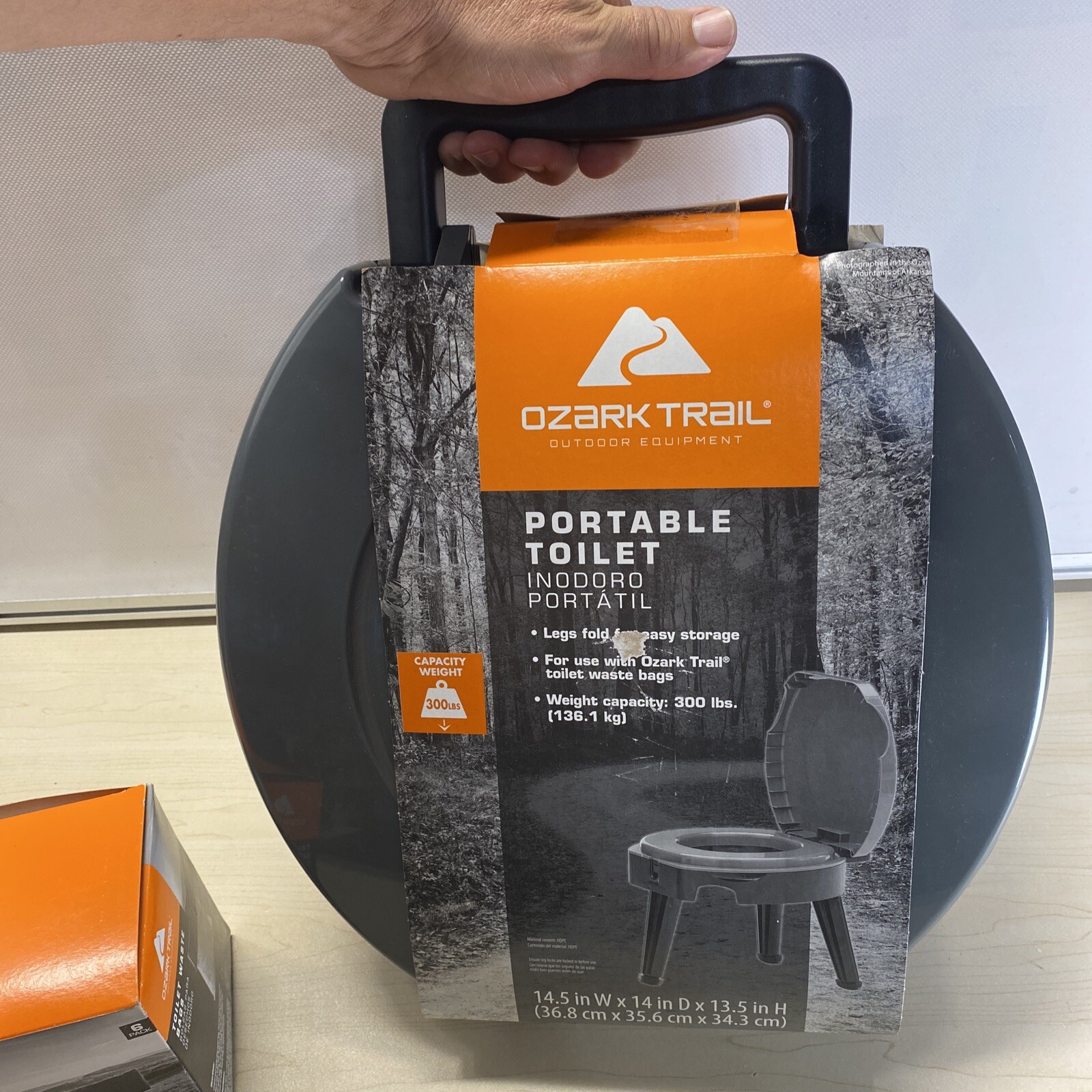 OZARK Trail Portable 14.5in Folding Toilet WITH 6 Bags Camping Hunting BRAND NEW