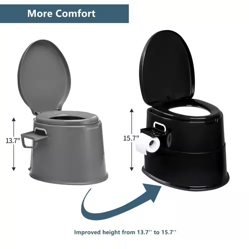 Portable Toilet, Indoor Outdoor Commode with Detachable Inner Bucket and Removab