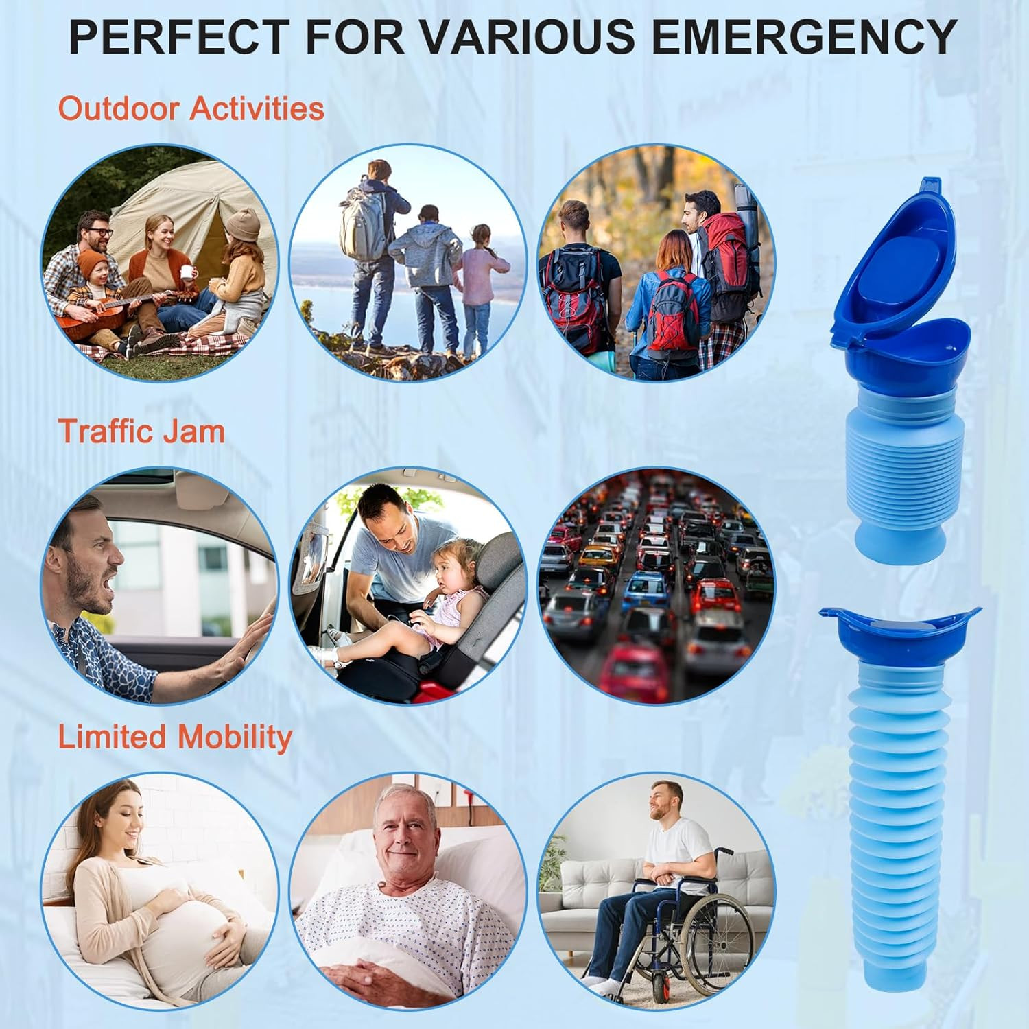 Pee Bottles for Men, Collapsible Urine Bottle 750ML, Portable Urinal for Women,