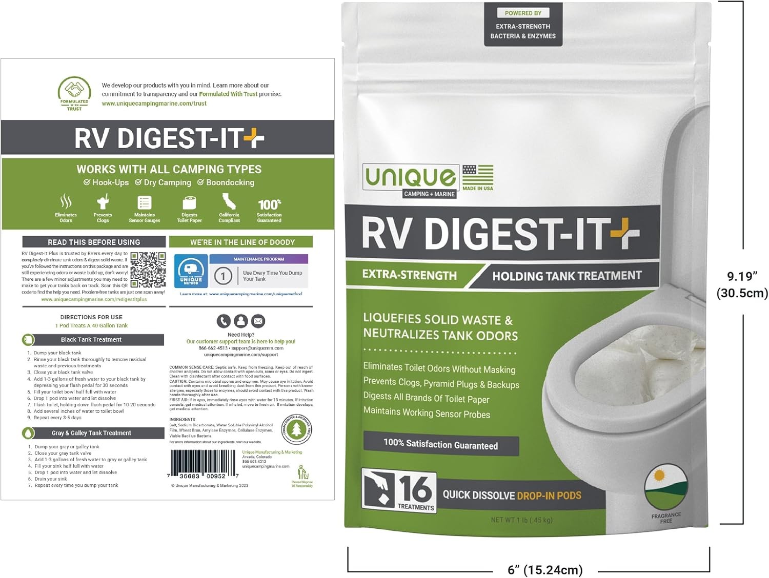 Unique RV Digest-It+ Extra-Strength RV Toilet Treatment Pod – Liquifies Waste an