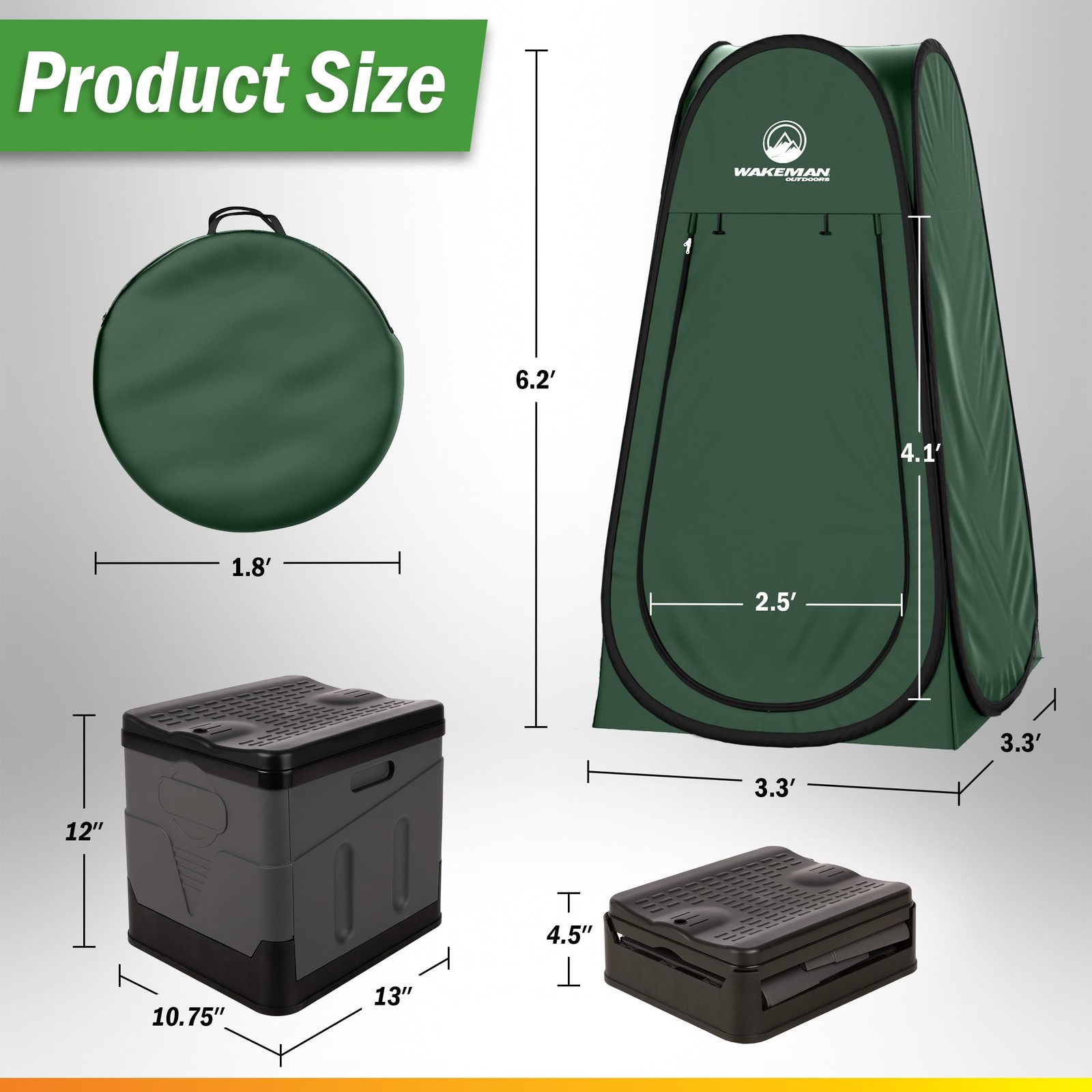 Portable Toilet for Adults with Pop Up Privacy Tent – Camping Toilet Travel P…