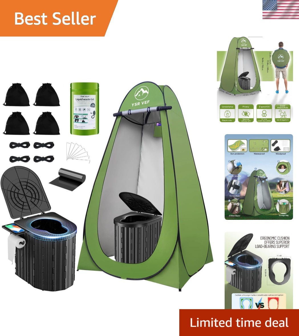 Portable Camping Toilet & Pop-Up Privacy Tent Set – Ultimate Outdoor Comfort