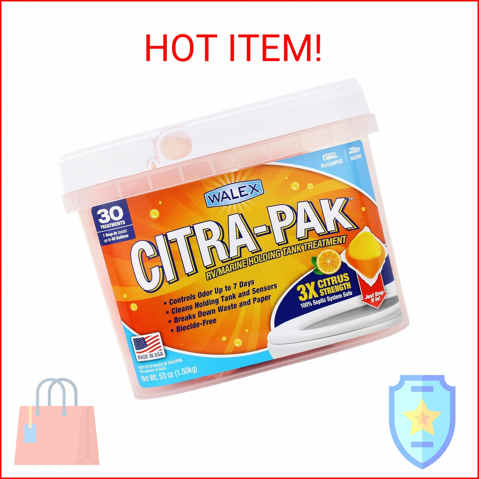 Walex Citra-Pak RV/Marine Holding Tank Deodorizer Drop-Ins – Waste Breakdown & O