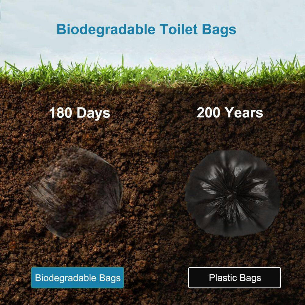 40-Pack Biodegradable Portable Toilet Bags W/ Drawstring, 8 Gal. Thickened Waste