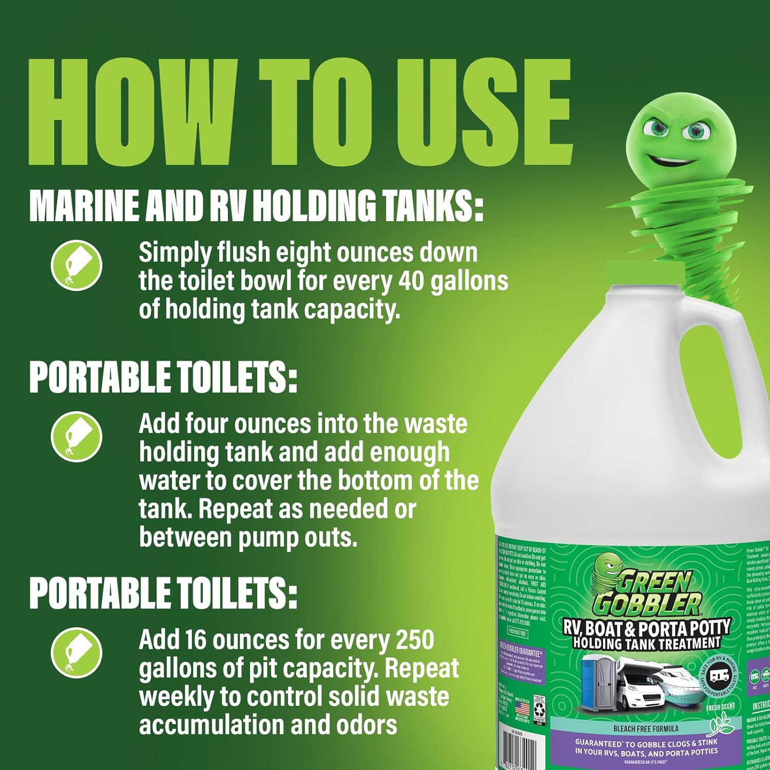 , Portable Toilet Porta Potty Chemical Waste DIGESTANT & DEODORIZER – 1 Gallon/F