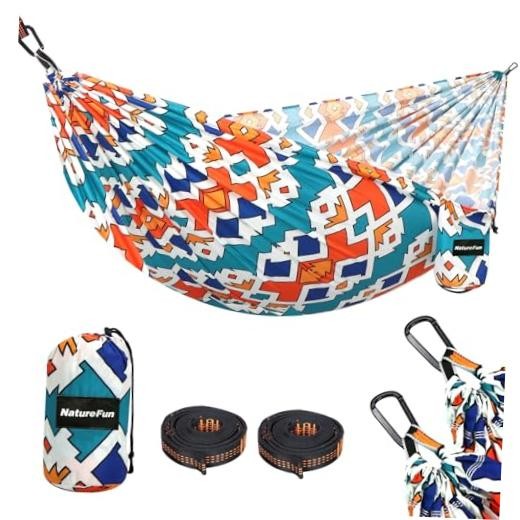 NATUREFUN Ultra-Light Travel Camping Hammock | 275x140cm Colorful Geometry